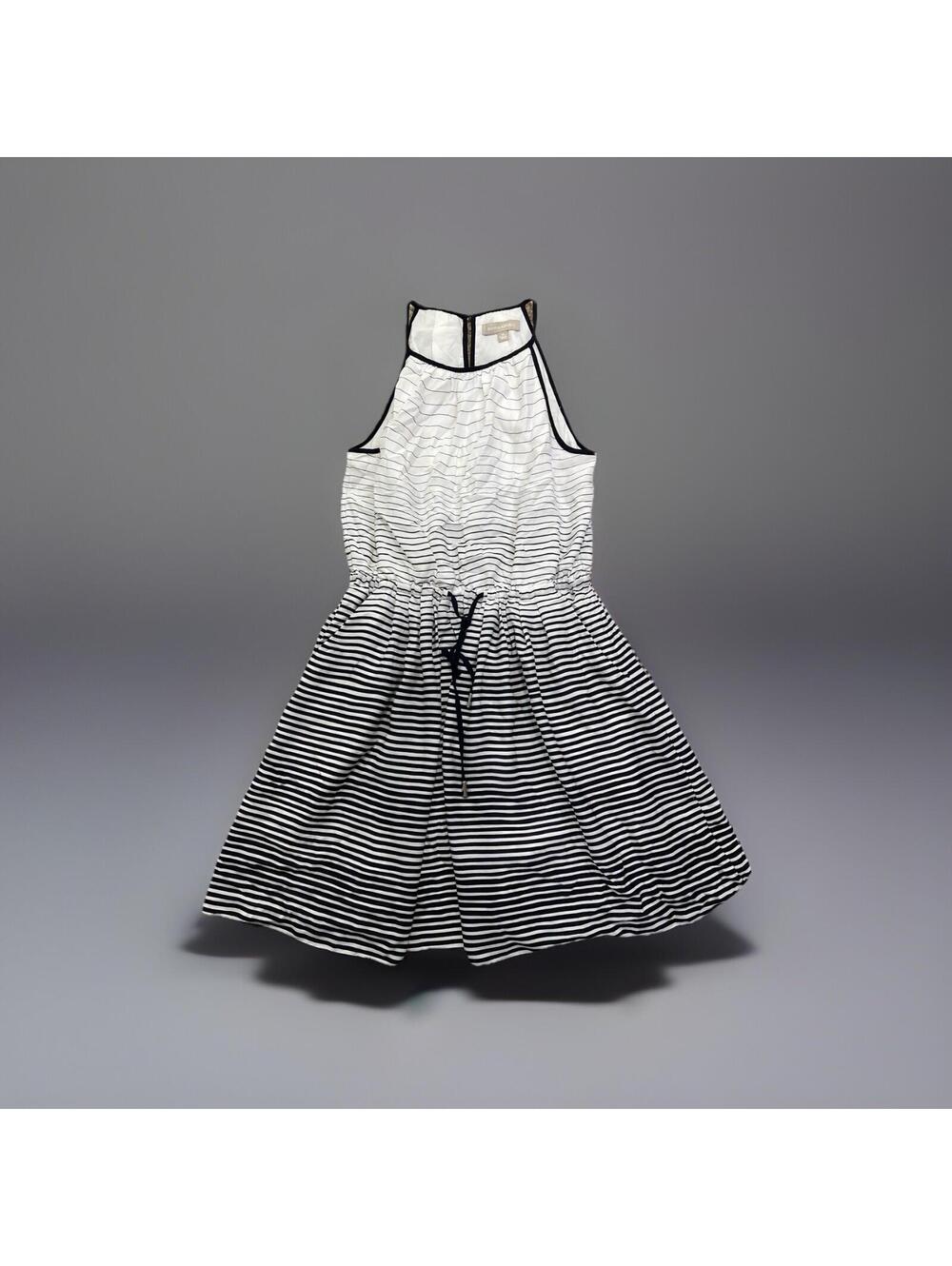 Banana Republic  Black‎ & White Striped sleeveless Dress , lined women's size 8